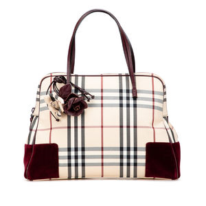 Pre-Loved Burberry Velvet Trimmed House Check Canvas Handbag